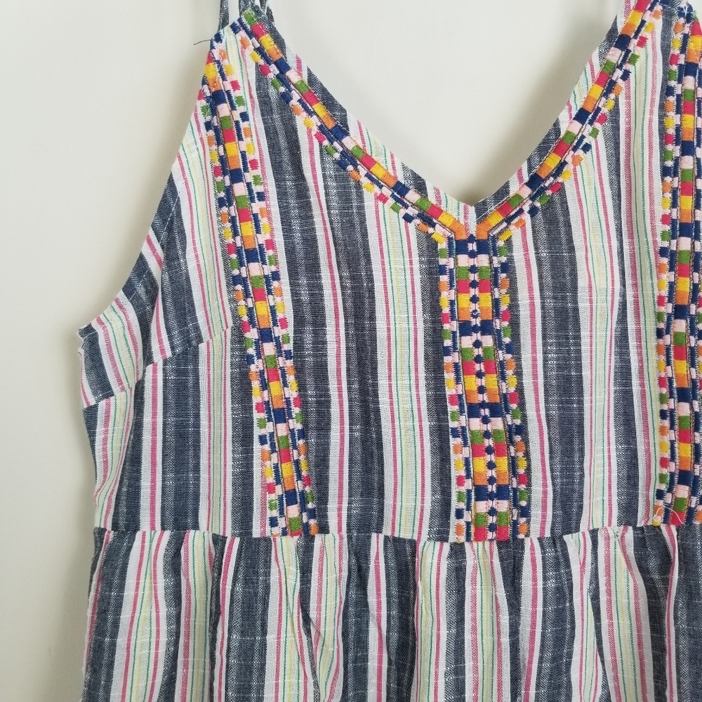 Savanna Jane Striped Embroidered Cami Sundress Large - Picture 2 of 6